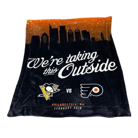 Philadelphia Flyers Pittsburgh We’re Taking This Outside Fleece Throw Blanket - Picture 1 of 6